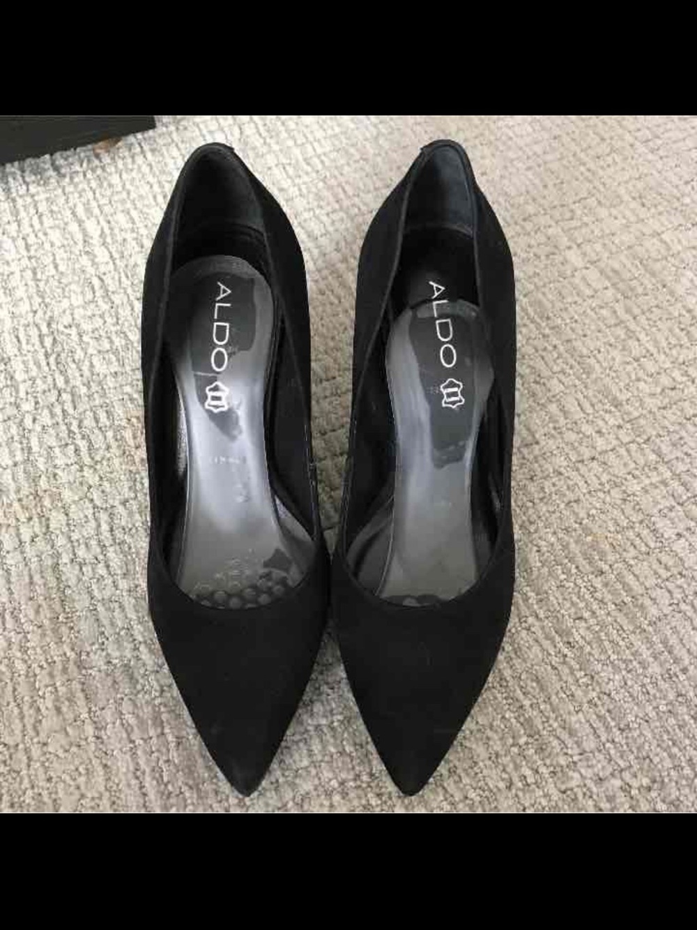 Aldo Black Pointed Suede-Look Pumps